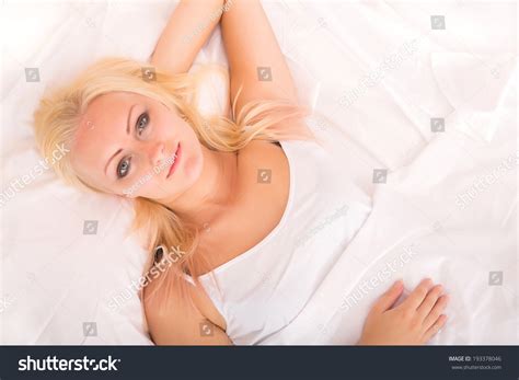 Portrait Blonde Girl Lying Bed Stock Photo 193378046 Shutterstock