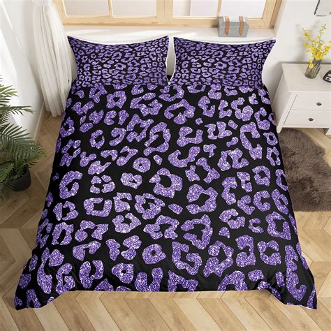 Leopard Print Bedding Full Size Purple Cheetah Print Bed Sets For Women