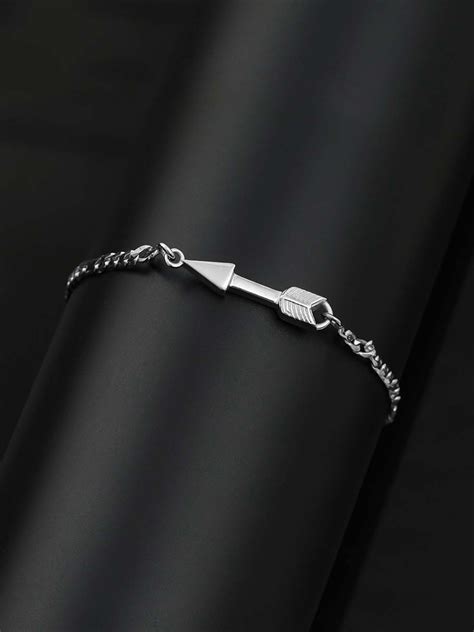 Buy Giva Men Sterling Silver Rhodium Plated Arrow Bracelet