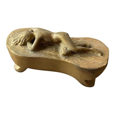 Vintage Gold Painted Carved Wood Nude In Repose Circa 1950s Chairish