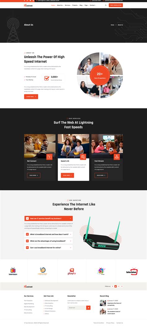 Nestnet Internet Provider Satellite Tv Figma Template By Thimshop