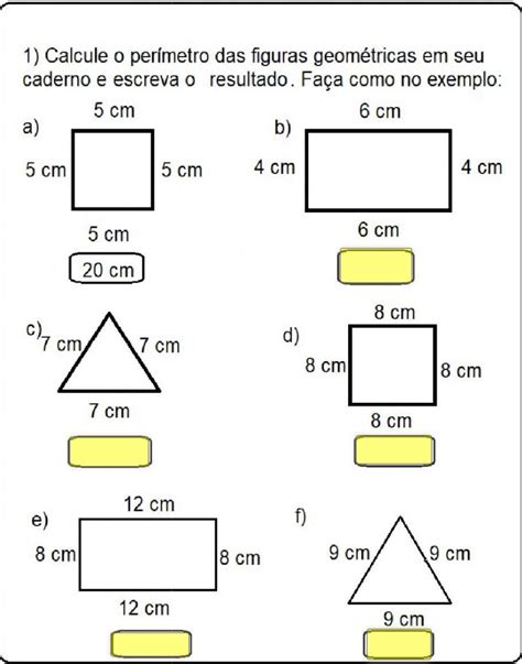 1 Calcule O Perímetro Das Figuras Geométricas Em Seu Caderno E Escreva