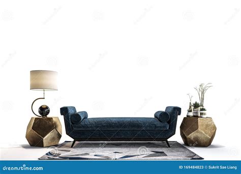 The Modern Furniture In White Studio Stock Image Image Of Living