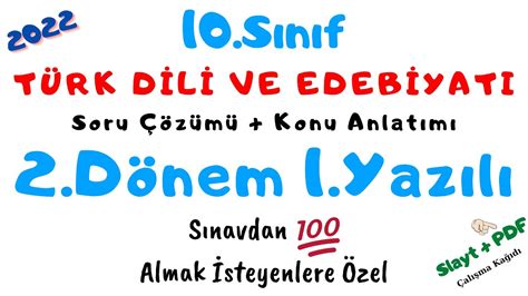 Sinif T Rk D L Ve Edeb Yat D Nem Yazili Soru Konu Anlat M