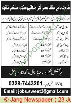 Production Manager Jobs In Lahore At Islamabad Based Company On June 23