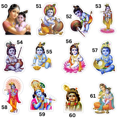 Hindu Gods Stickers Krishnarama Hanuman Durga Lakshmi Saraswati