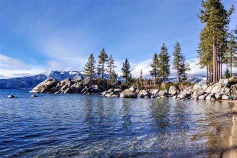 Clear Winter Day At Sand Harbor Beach Lake Tahoe Nevada Side Stock Image Image Of