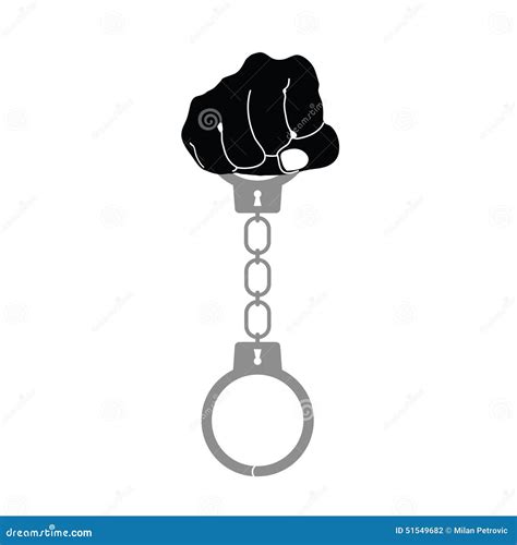 Fesselt Schwarze Illustration Der Kunst Mit Handschellen Vektor
