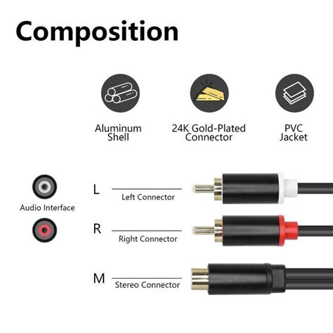 YACSEJAO Câble répartiteur RCA Y Adaptateur Connecteur 1 femelle vers 2