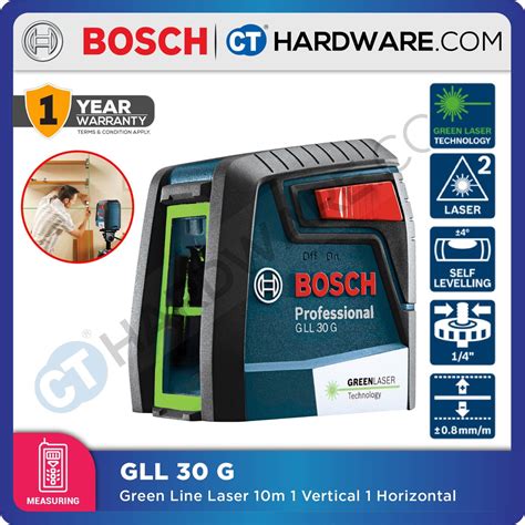 BOSCH GLL30G GREEN LINE LASER 10M | 1 VERTICAL 1 HORIZONTOL | Shopee ...