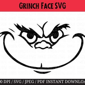 Christmas Grinch Face SVG Silhouette Cricut Digital Download Stinky ...