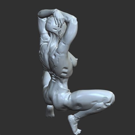 Nude Half Robot Girl Erotic Sitting Pose Stl D File For D Printingcults