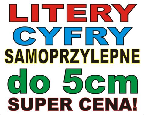 Litery Cyfry Samoprzylepne Naklejki Reklama 5 Cm Cena Opinie