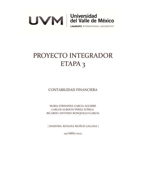 A8 Equipo 9 Proyecto Integrador Etapa 3 PROYECTO INTEGRADOR ETAPA 3