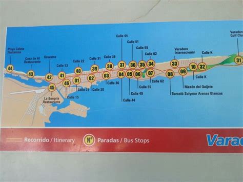 Varadero Beach Tour bus map (Varadero city part) | Varadero beach ...