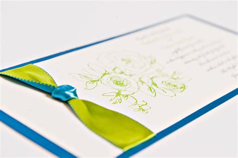 bold wedding ideas electric colors ivory blue green invitation