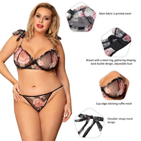 Mesh Floral Plus Size Custom Lingerie 2020 Erotic Women S Two Piece Sets Bras And Women