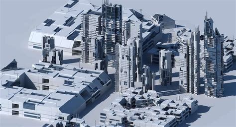 Futuristic Sci-Fi Skyscrapers 001 3D Model by Giimann