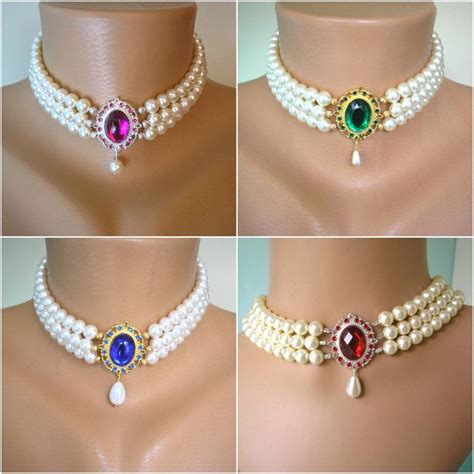 Swarovski Pearl Choker Indian Choker Necklace Downton Abbey Custom Necklace Pearl Bridal