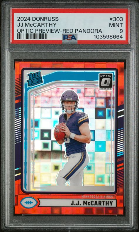 2024 PANINI DONRUSS OPTIC PREVIEW RED PANDORA 303 JJ MCCARTHY ROOKIE