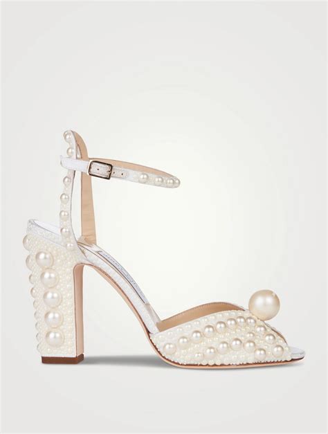 JIMMY CHOO Sacaria Pearl Embellished Satin Sandals Holt Renfrew