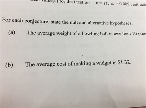 Solved For Each Conjecture State The Null And Alternative