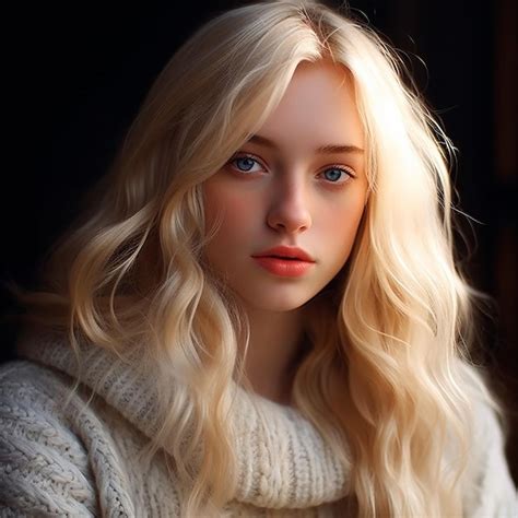Premium Photo Hyperrealistic Year Old White Girl With Shoulder Length Blonde Hd Ai Generated