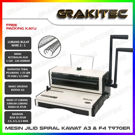 Jual Mesin Jilid Spiral Kawat T970ER 2 1 F4 A3 Lubang Bulat Premium