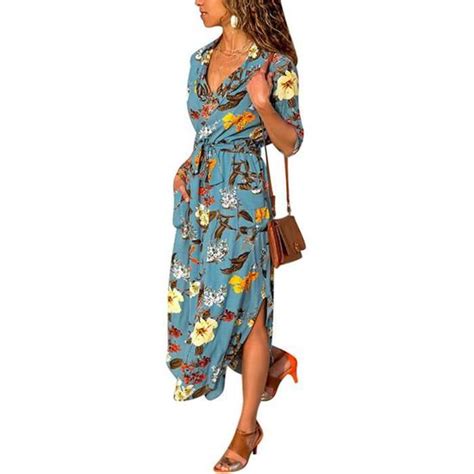 Minetom Femme Robe Longue Manche Longue Grande Taille Robes De Plage