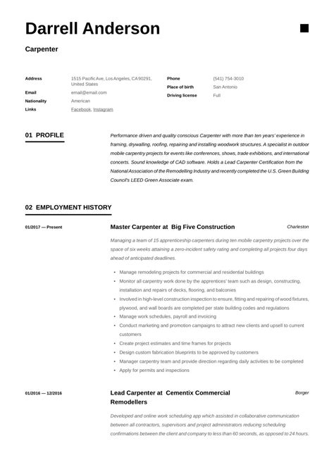 Carpenter Resume And Writing Guide 24 Examples 2023