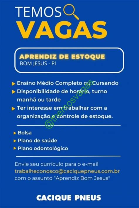 Aprendiz Bom Jesus PI 01 Vaga S Themos Vagas Empregos E