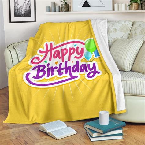 Happy Birthday Blanket Birthday Throw Blanket Birthday Etsy