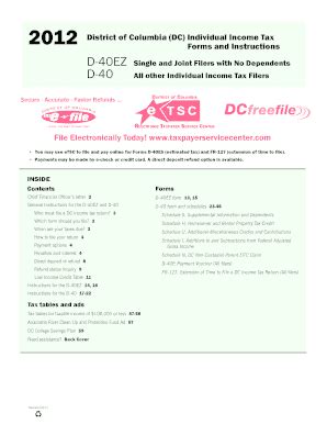 Fillable Online Otr Cfo Dc D And D Ez Single And Joint Filers