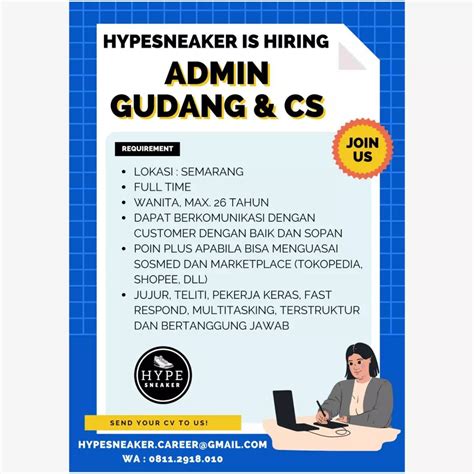 Lowongan Kerja Admin Gudang Cs Di Hypesneaker Semarang Lokerjateng