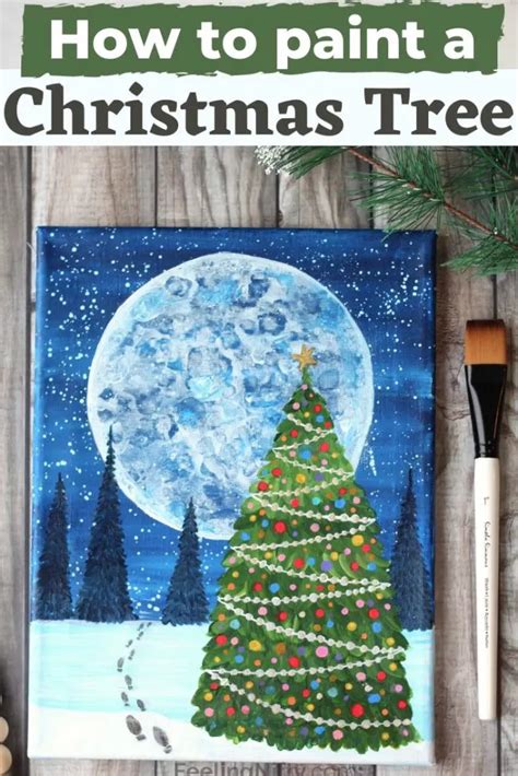 How To Paint A Christmas Tree On Canvas With One Stroke Technique