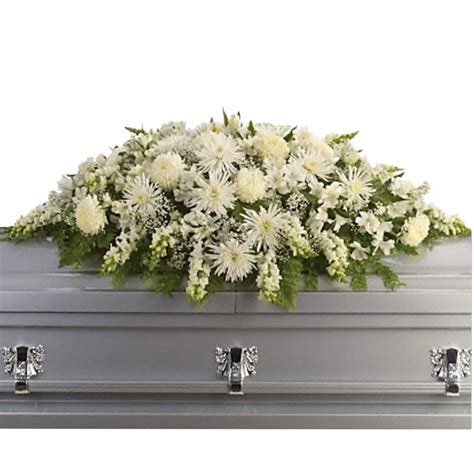 All White Casket Spray - Gibson's Floral Cart