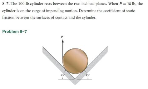 Solved The Lb Cylinder Rests Between The Two Chegg