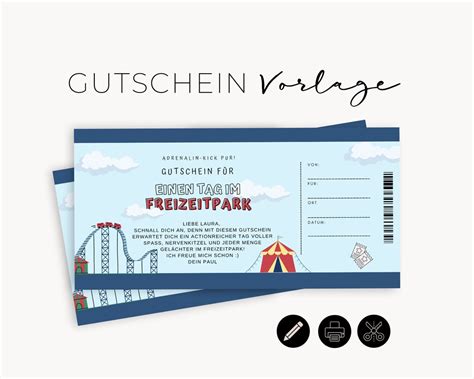 Diy Gutschein Freizeitpark Personalisierbar Vorlage Etsy De