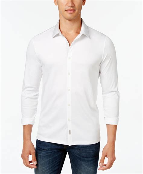 Calvin Klein Mens Contrast Collar Long Sleeve Shirt Casual Button Down Shirts Men Macys