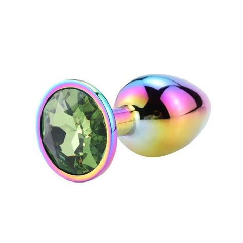 Plug Anal Métal Arc en Ciel Bijou Vert PlugezVous