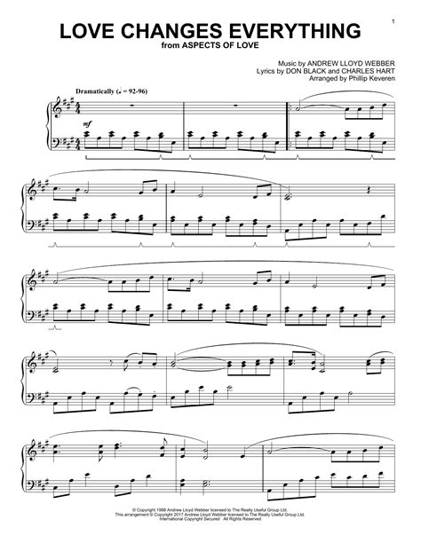 Download Love Changes Everything - Andrew Lloyd Webber | Piano Solo