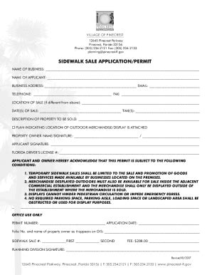 Fillable Online Sidewalk Sale Application Permit Fax Email Print