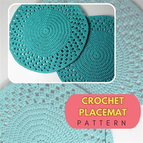 Crochet Round Placemat Pattern Easy Table Mat Crochet Pattern Pdf Instant Download Digital