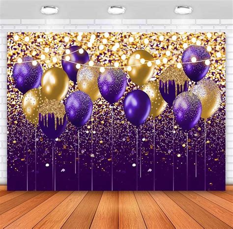 Glitter Purple and Gold Backdrop for Birthday Prom Wedding Family ...