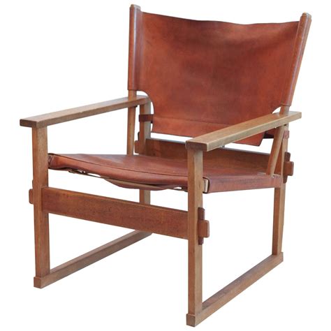 Leather and Wood Safari Style Chair at 1stDibs