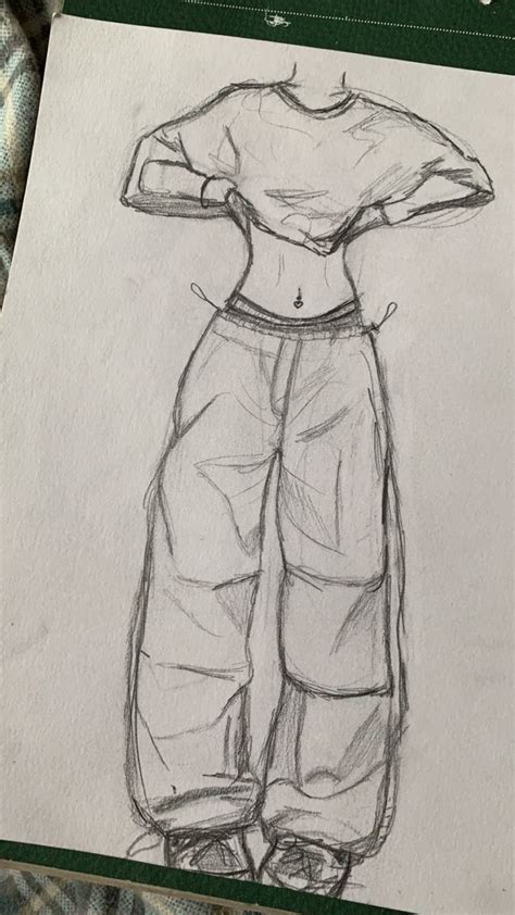 A Drawing Of A Person Wearing Pants And A T Shirt