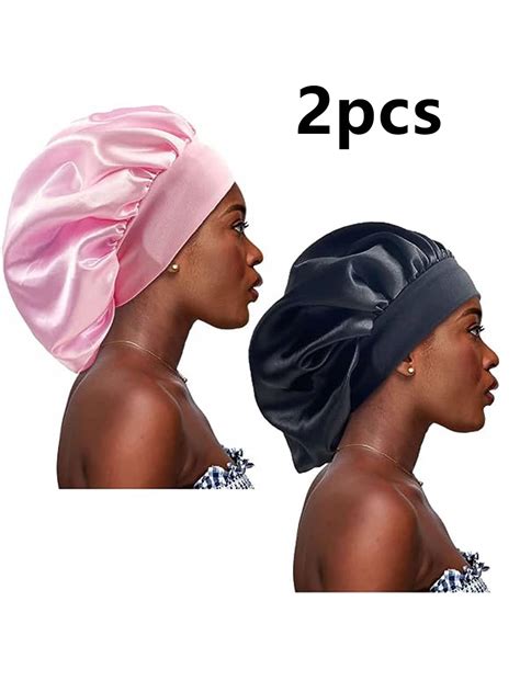2Pcs Silk Bonnet for Sleeping, Satin Hair Bonnets, Soft Elastic Band ...