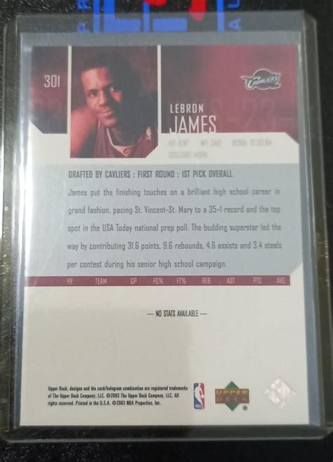 Lebron James Upper Deck Star Rookie NBA Card 301 Hobbies Toys Toys