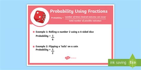 Probability Fractions Display Poster Professor Feito