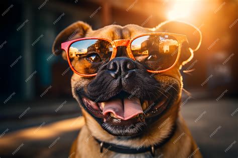 Premium AI Image | Funny dog wearing sunglasses